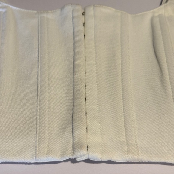 Alice + Olivia Breslin Boned Corset Denim Crop Top White Size 12 NWOT - Picture 10 of 10